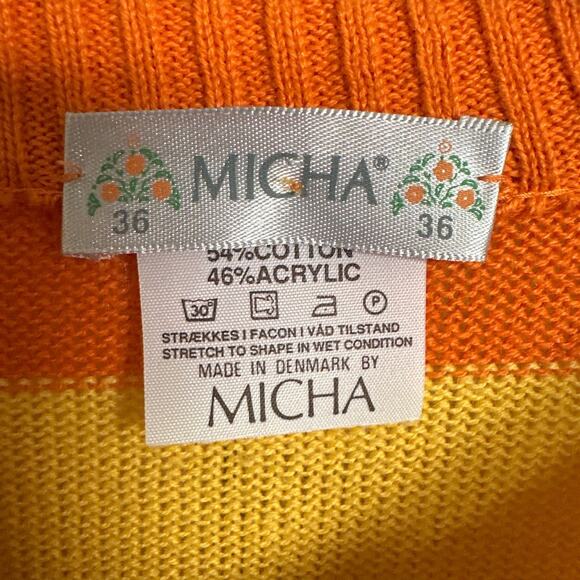 Orange Yellow Pink Strawberry Cherry Striped Cardigan Micha Denmark - Picture 2 of 5